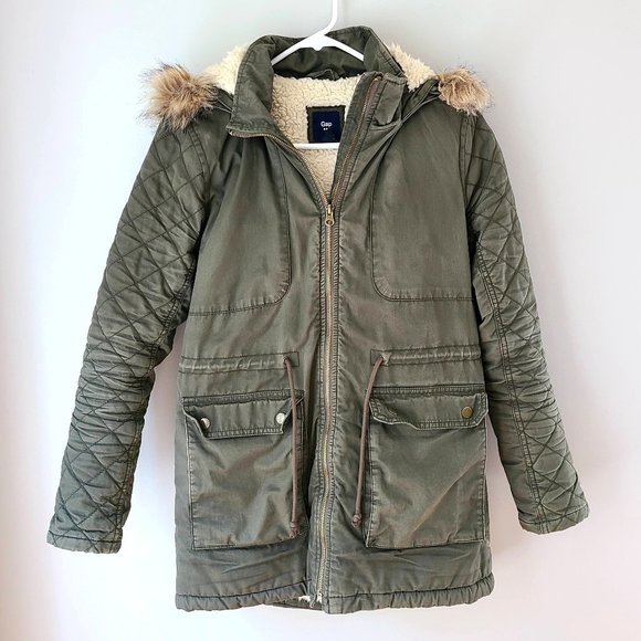 GAP Factory Jackets & Blazers - Gap Factory XS Army Green Sherpa Lined Jacket
